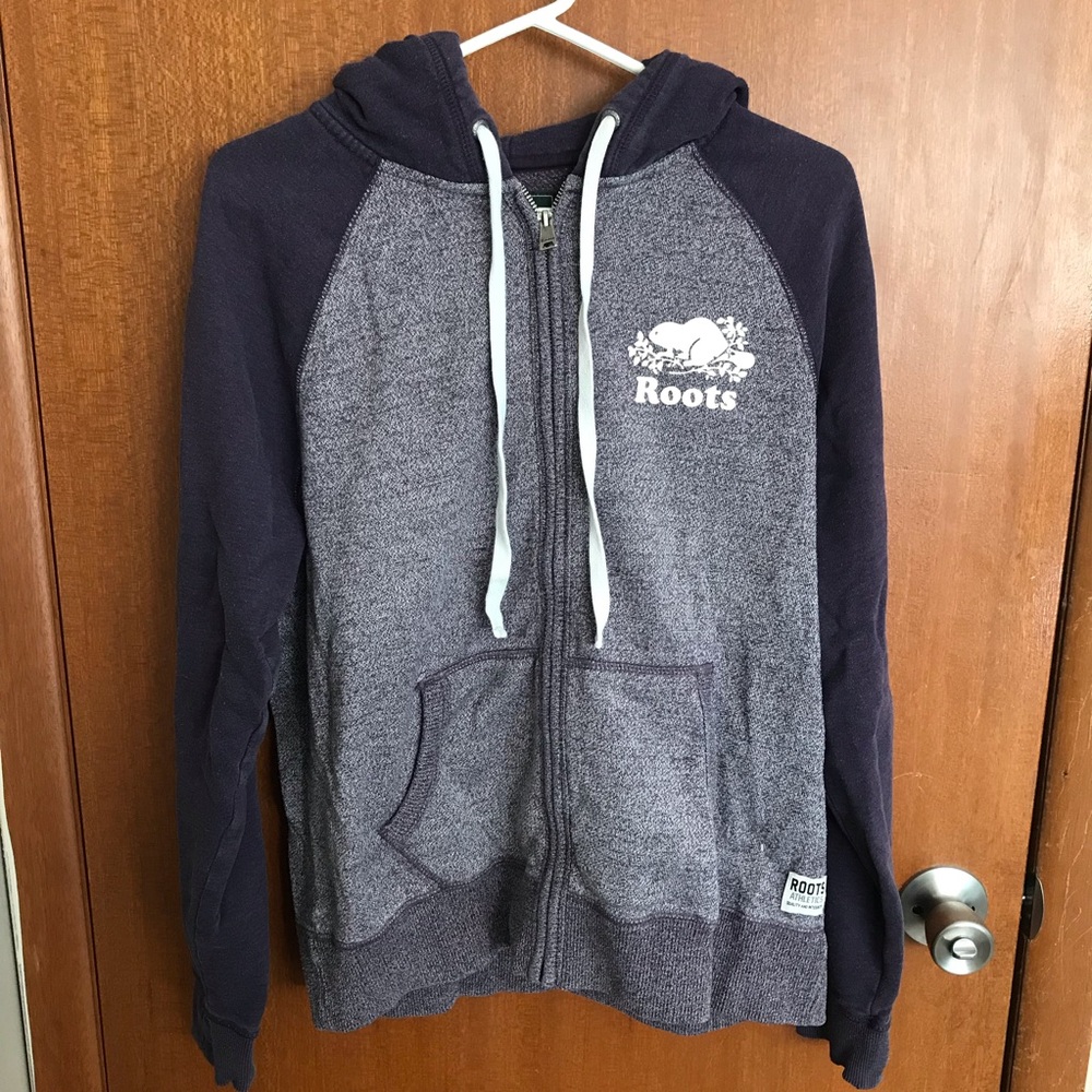 Roots Navy and Gray Zip-Up Hoodie